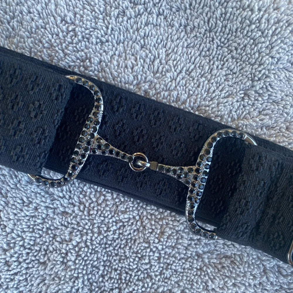 Black 1.5 Sparkle Equestrian horse Snaffle Bit Belt Elastic One Size 22 to 48”